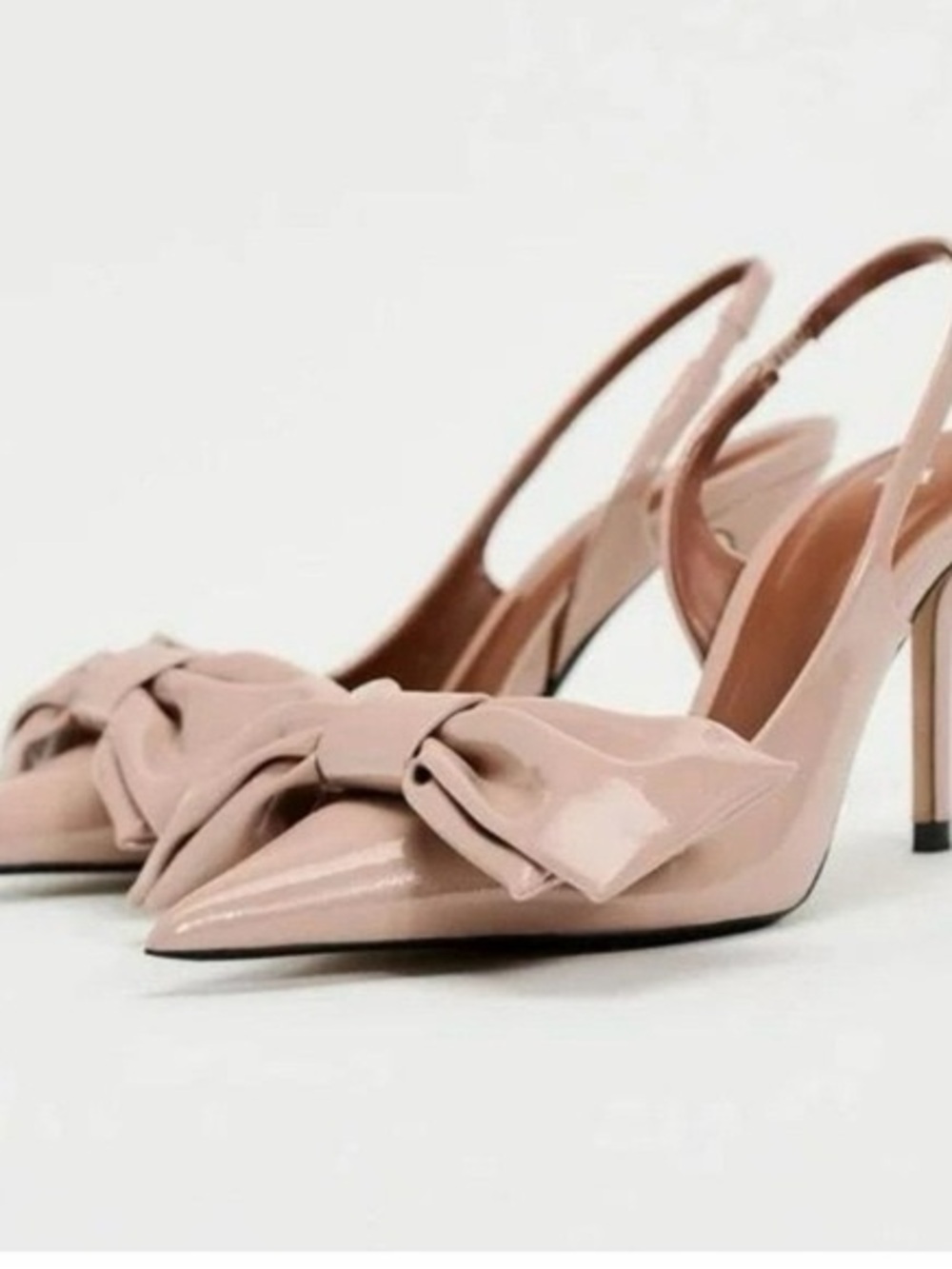 Zara Bow Patent Leather Slingback Heels
